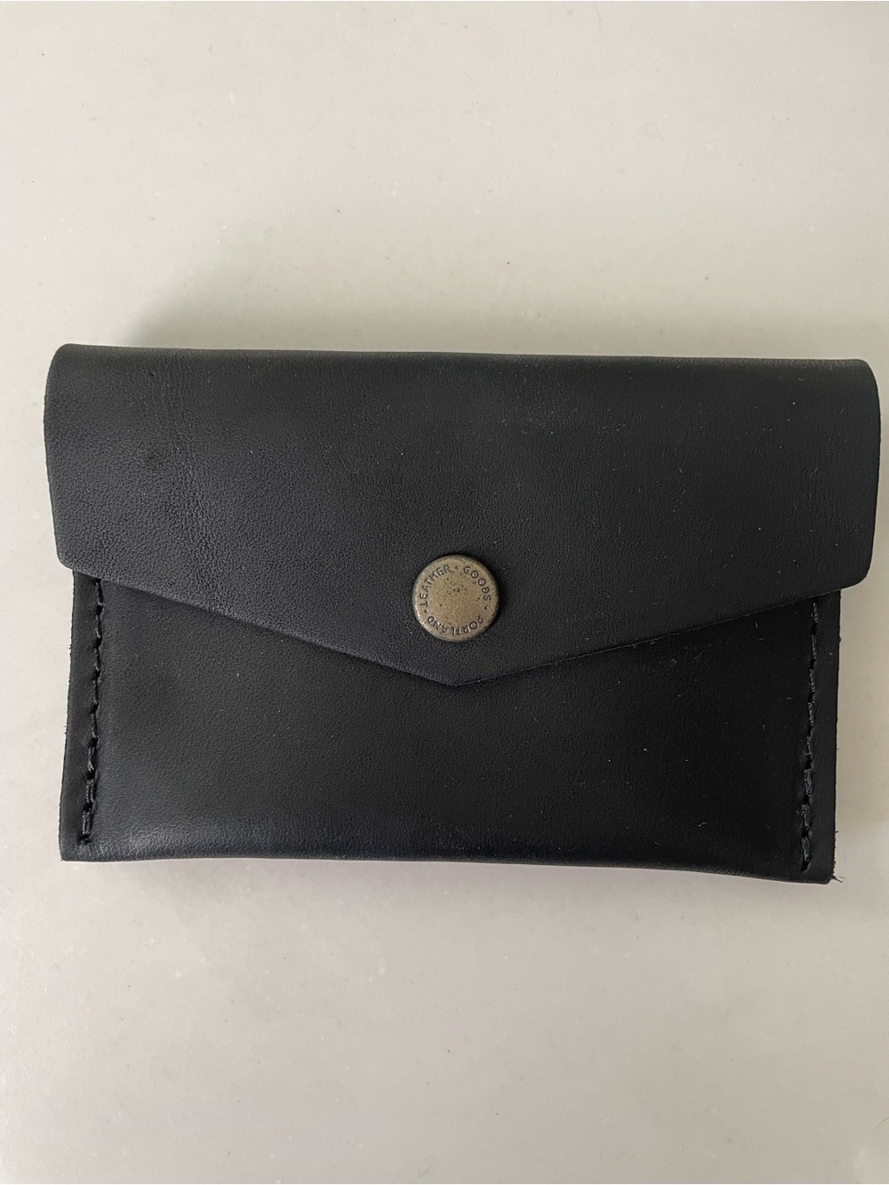 Portland Leather Black Mini Envelope Wallet with Snap